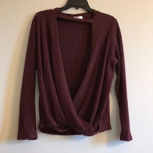 Maroon open front sweater